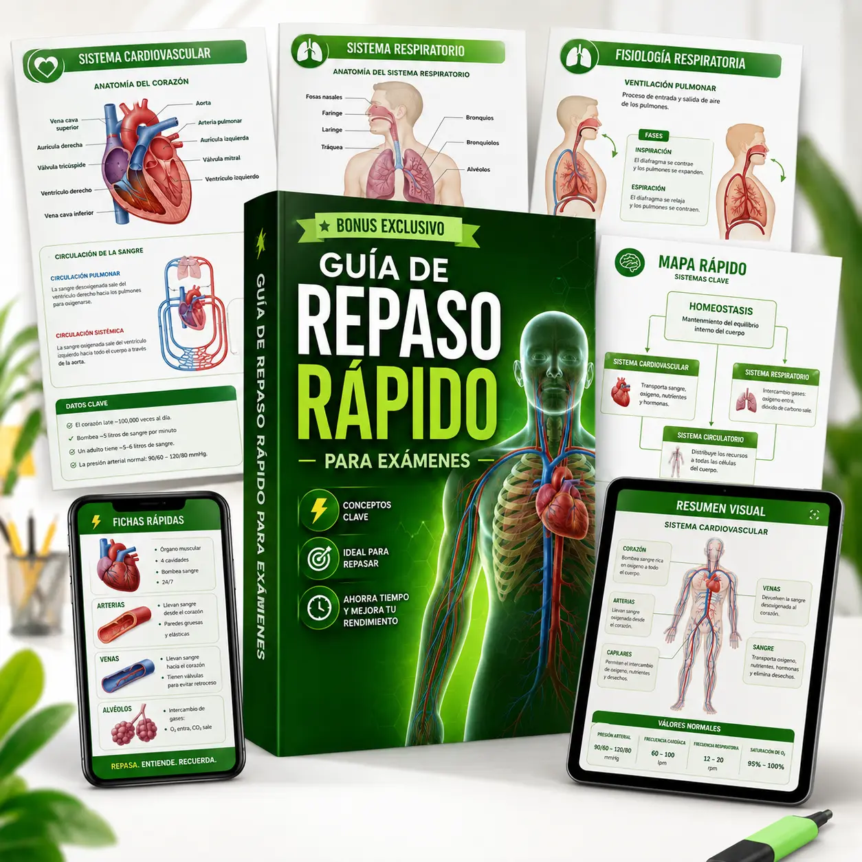 Mockup del bono Guía de Repaso Rápido para Exámenes