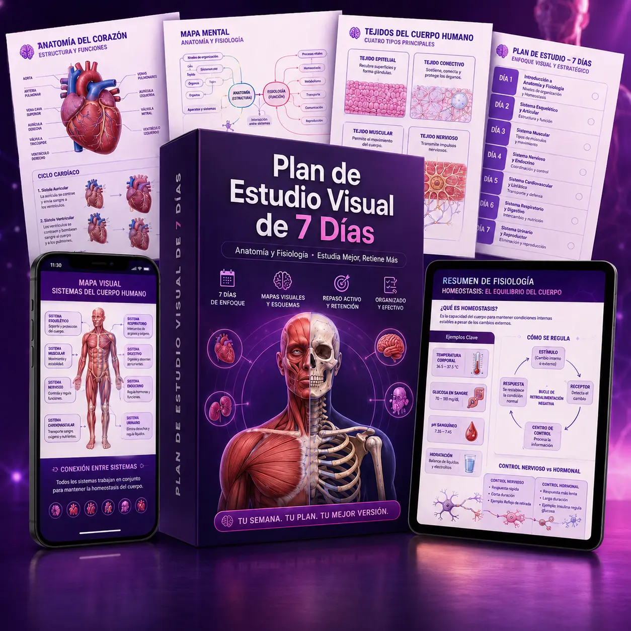 Mockup del bono Plan de Estudio Visual de 7 Días